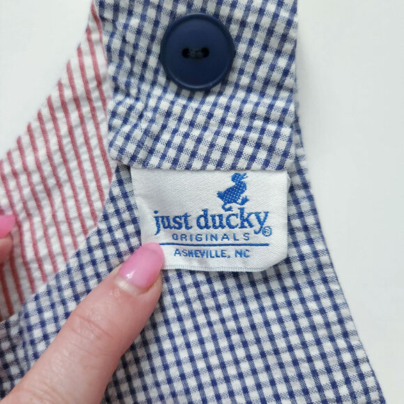 Vintage Just Ducky Reversible Baby Boy Romper Nautical Seersucker Size 24 Months - Picture 8 of 11